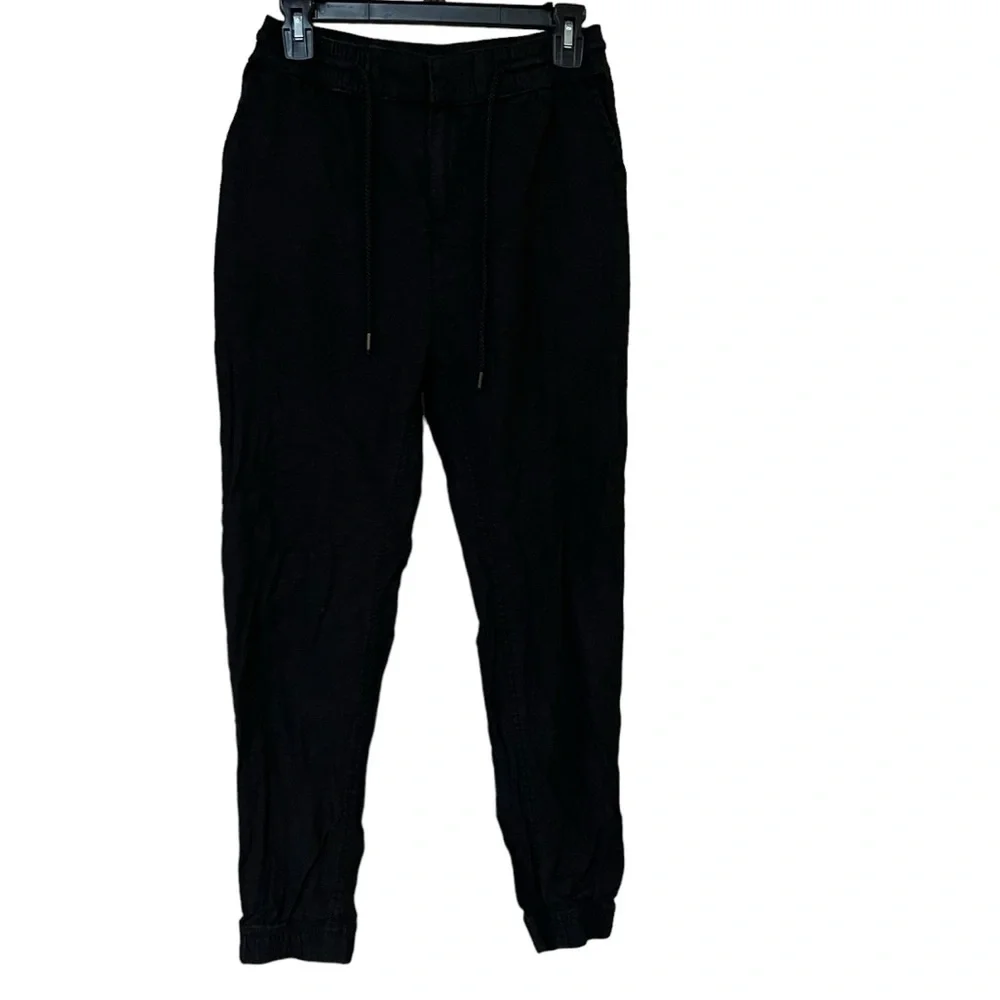 H&M Divided Women’s Black Linen Blend Drawstring Joggers, size 4.​​
